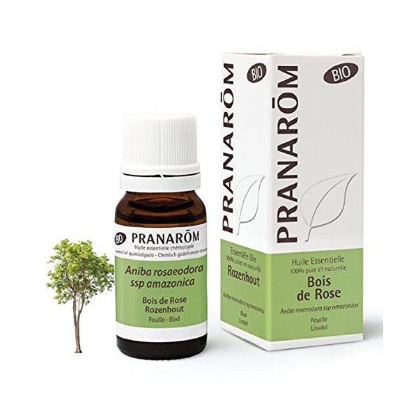 Pranarôm | Huile Essentielle Bois de Rose Bio | Aniba rosaeodora ssp amazonica | Feuille | 10 ml