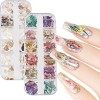 NICENEEDEDTranches de Coquillages Irréguliers DOrmeau 12 couleurs, 3D Nail Art Shell Piece Nail Patch Sirène Flocons pour Na