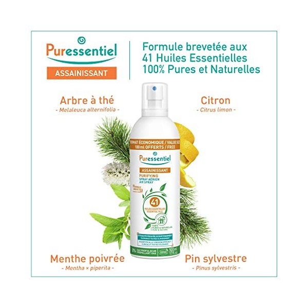 Puressentiel - Spray Aérien Assainissant aux 41 Huiles Essentielles - Efficacité prouvée contre les virus, germes et bactérie