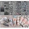 MWOOT 5D Fleurs Nail Stickers Ongles, Auto-Adhésif Autocollant Dart Dongle avec Stéréoscopique Gaufré Dentelle Ongle Désign