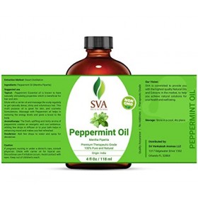 SVA ORGANICS Huile essentielle de menthe poivrée biologique 113,4 g USDA 100% pure de qualité thérapeutique naturelle avec co