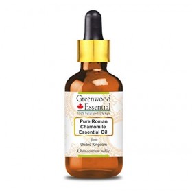 Greenwood Essential Pur Camomille romaine Huile Essentielle Chamaemelum nobile avec compte-gouttes en verre 100% Naturelle 