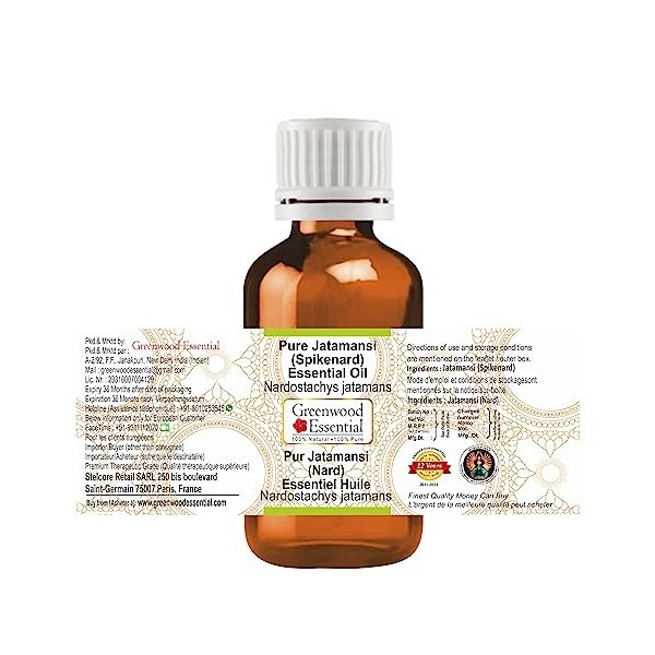 Greenwood Essential Pur Jatamansi Spikenard Huile essentielle Nardostachys jatamansi 100% Naturelle de qualité Thérapeuti