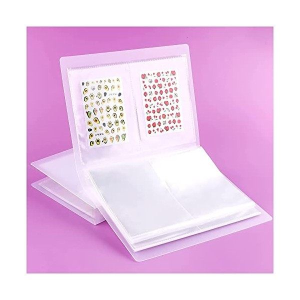 Kalolary Album dautocollants pour Ongles, 20 Pages 80 Emplacements Album de Stockage de Décalcomanies Nail Sticker Binder Bo