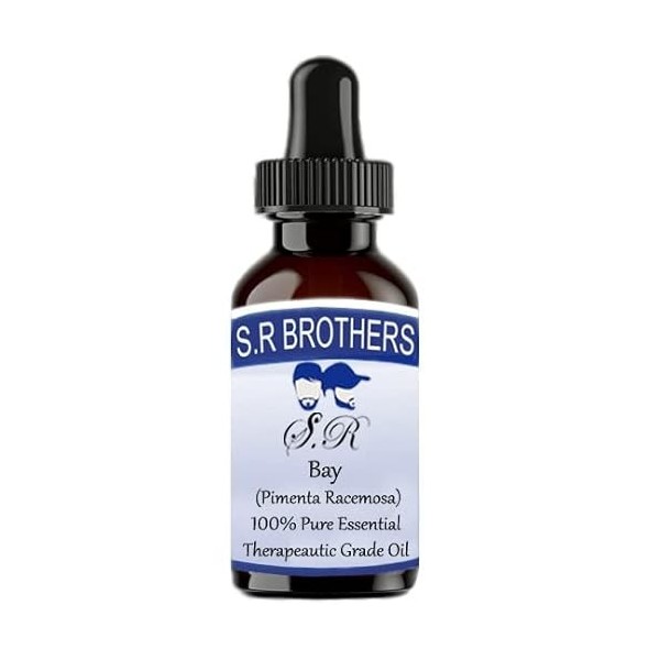 S.R Brothers Bay leaf Pimenta racemosa Pure & Natural Therapeutic Grade Essential Oils 15ml PLASTIC With Dropper