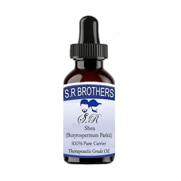 S.R.Brothers Shea Butyrospermum paekii Pure & Natural Therapeutic Grade Carrier Oils 15ml PLASTIC With Dropper