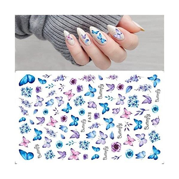 Sticker Ongle Papillon Feuilles Papillon Nail Art Stickers Decals Auto-adhésives 13 Packs Avec Différents Motifs Autocollants