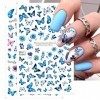 MEISO Lot de 8 feuilles dautocollants 3D - Motif papillon - Pour ongles - Printemps été - Papillon - Autocollant - Décoratio