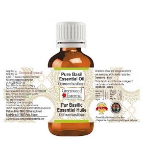 Greenwood Essential Pur Basilic Huile Essentielle Ocimum basilicum Naturelle de Qualité Thérapeutique Distillée à la Vapeur
