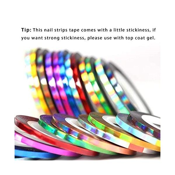 Nail Art Striping Tape Lines Kit 36 pcs 1mm 2mm 3mm Nail Tape Strips for Design DIY Silver Nails Striping Tape Case, Laser Ho