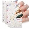 Owelth 6 Feuilles Stickers Ongles, 5D Autocollant Ongle Nail Art Autoadhésif, Nail Art Stickers for Girls Women, Stickers Ong