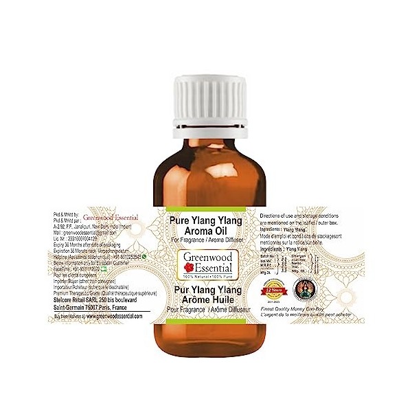 Greenwood Essential Pur Ylang Ylang Arôme Huile Convient Au Diffuseur darômes 100% Qualité Thérapeutique Naturelle 15ml 0