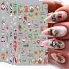 Autocollant Ongle Noël,3D Design Stickers Ongles,5pc Auto-Adhésif Nail Art Stickers,Autocollant dOngle de Motif dElan de Pè