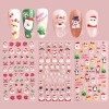 Autocollant Ongle Noël,3D Design Stickers Ongles,5pc Auto-Adhésif Nail Art Stickers,Autocollant dOngle de Motif dElan de Pè