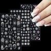 Autocollant Ongle Noël,3D Design Stickers Ongles,5pc Auto-Adhésif Nail Art Stickers,Autocollant dOngle de Motif dElan de Pè