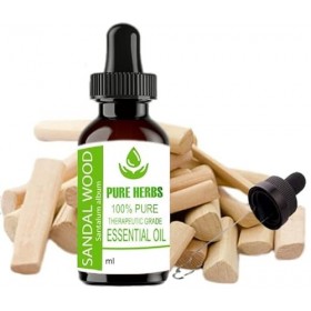 Pure Herbs Sandalwood Santalum Album Pure & Natural Essential Oils 15ml PLASTIC With Dropper
