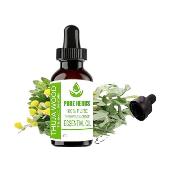 Pure Herbs Thuja Wood Thuja Occidentalis Pure & Natural Essential Oils Plastic 15ml PLASTIC With Dropper