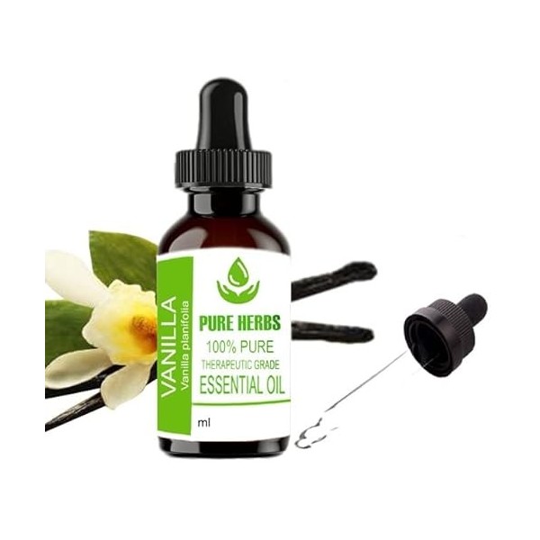 Pure Herbs VANILLA VANILLA PLANIFOLIA Pure & Natural Essential Oils Plastic 30ml PLASTIC With Dropper