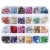 24 couleurs en aluminium holographique pour nail art - Paillettes 3D - Décoration pour ongles - Accessoires - Arc-en-ciel - A