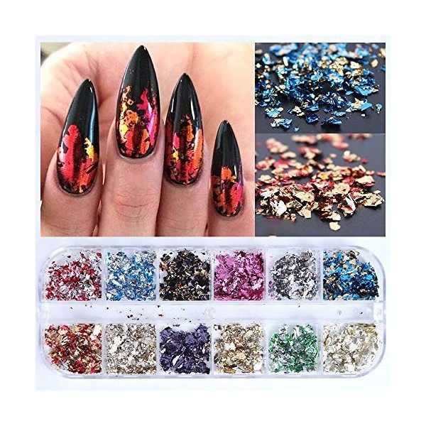 24 couleurs en aluminium holographique pour nail art - Paillettes 3D - Décoration pour ongles - Accessoires - Arc-en-ciel - A