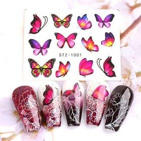 MWOOT 30 Feuilles Papillon Nail Art Stickers Decals, Mixte Butterfly Autocollants de Transfert à Eau DOngles Décalcomanies P