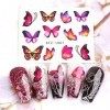 MWOOT 30 Feuilles Papillon Nail Art Stickers Decals, Mixte Butterfly Autocollants de Transfert à Eau DOngles Décalcomanies P