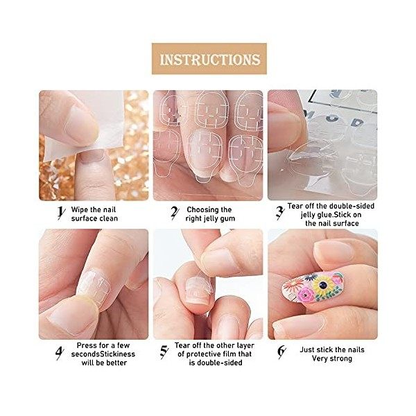 Autocollants Double Face pour Faux Ongles Transparents - Manucure