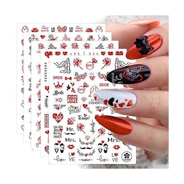 JMEOWIO Fleurs Or Stickers Ongles Nail Art 10 Feuilles Autocollants Ongles Autoadhésif Deco Ongle Nail Art Design Manucure