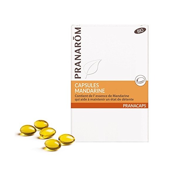 Pranarôm - Pranacaps - Mandarine - Huile Essentielle Bio - Capsules à La Gélatine Marine - Détente - 30 Capsules