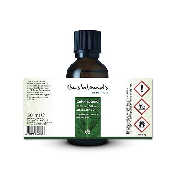 Bushlands essentials Huile essentielle deucalyptus naturelle pure eucalyptus radiata australiana - 50 ml