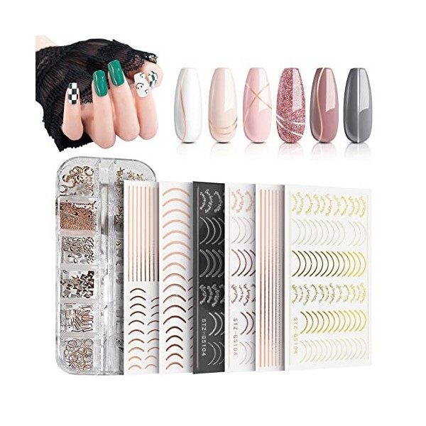 Autocollants pour ongles - Décoration pour ongles - Métal - Autocollant et rivets 3D - Pour manucure et nail art - Pour femme