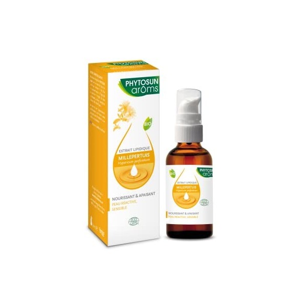 Phytosun Arôms Extrait Lipidique de Millepertuis Bio - Nourissant et Apaisant - Idéal pour les Peaux Réactives et Sensibles -