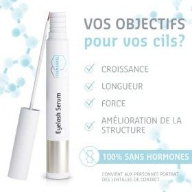 Serum Cils Croissance Sans Hormones à Base d Aloe Vera, de Peptides et de Trèfles Rouges pour des Cils plus Long et Renforcé