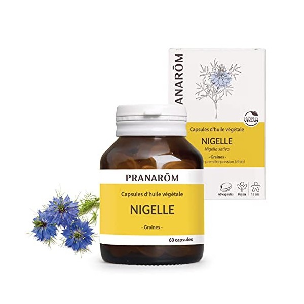 Pranarôm - Capsules dHuile Végétale - Nigelle - Huile végétale vierge de première pression à froid - VEGAN - 60 capsules