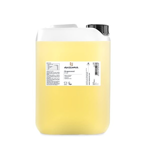 Naissance Huile de Pépins de Raisin No. 210 - 5 litres - 100% pure et naturelle, odeur neutre, huile légère, fine et soyeus