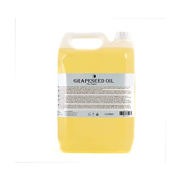 Mystic Moments Huile de support de pépins de raisin – 10 litres – Huile pure et naturelle parfaite pour les cheveux, laromat