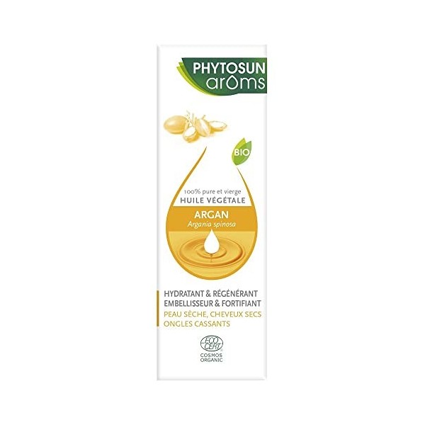 PHYTOSUN AROMS Huile Végétale dArgan Bio - 100% Pure et Vierge - Hydratant et Régénérant, Embellisseur et Fortifiant - 50ml