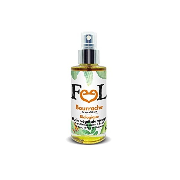 Huile de Bourrache BIO 100ml - Feel Oil - Certifiée Ecocert 100% vierge, pure et naturelle - Cosmétiques made in France - Bou