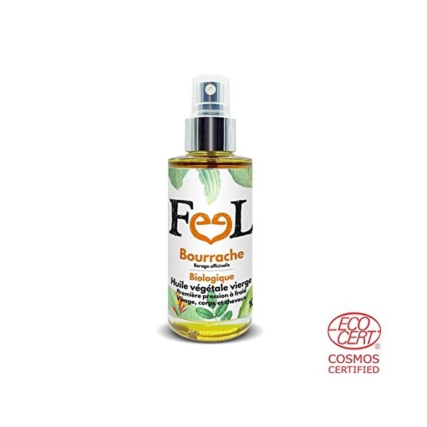 Huile de Bourrache BIO 100ml - Feel Oil - Certifiée Ecocert 100% vierge, pure et naturelle - Cosmétiques made in France - Bou