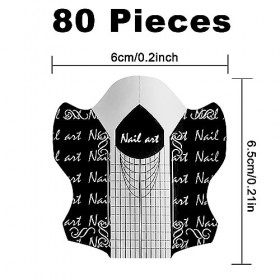 80 Pièces Nail Art Extension Stickers,Auto-Adhésif Ongles Forme,Papier pour Gel Nails Art,Nails Pochoirs de Modelage pour Ext