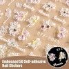 PUCIO stickers ongles 6 autocollants au design unique ongles autocollants, 5D fleur autocollants ongle nail art strass ongle 