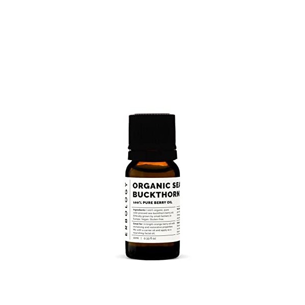 Huile dargousier 100 % bio 10 ml – Pressée à froid 50:1 – Qualité supérieure – Riche en oméga7 et bêtacarotène – Droit de la