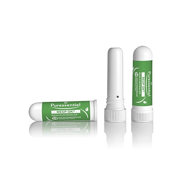 Puressentiel - Resp OK - Inhaleur Respiratoire - Aux 19 huiles essentielles bio - Menthol et camphre naturels - Aide à respir