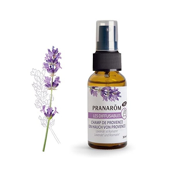 Pranarom Parfum Spray Huiles Essentielles Champ de Provence Bio, Lavande et Romarin, 30 ml