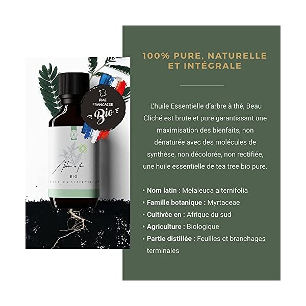 50ml Huile Essentielle Tea Tree BIO Arbre à thé/Melaleuca alternifolia - 100% Pure, Naturelle et Biologique - Embouteillée 