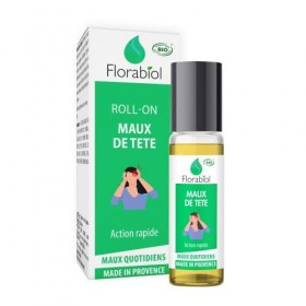 FLORABIOL - ROLL ON MAUX DE TETE - CERTIFIE BIO - 10 ML - FORMULE 100% NATURELLE - 4 HUILES ESSENTIELLES BIO - APAISE et SOUL