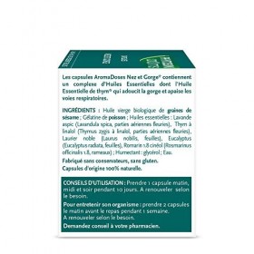 PHYTOSUN AROMS Capsules Nez et Gorge aux Huiles Essentielles, Adoucit la gorge et Apaise les voies respiratoires, 30 Capsules