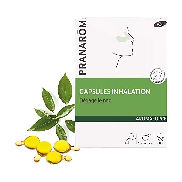 PRANARÔM - Aromaforce - Capsules Inhalation - Aux Huiles Essentielles - Pour des Voies Respiratoires libres - 100% Bio - 15 M