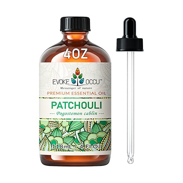 EVOKE OCCU Patchouli Huile Essentielle 120 ml, Pure Patchouli Huile pour Diffuseur Peau Senteur DIY Bougie Savon Making- 4 FL