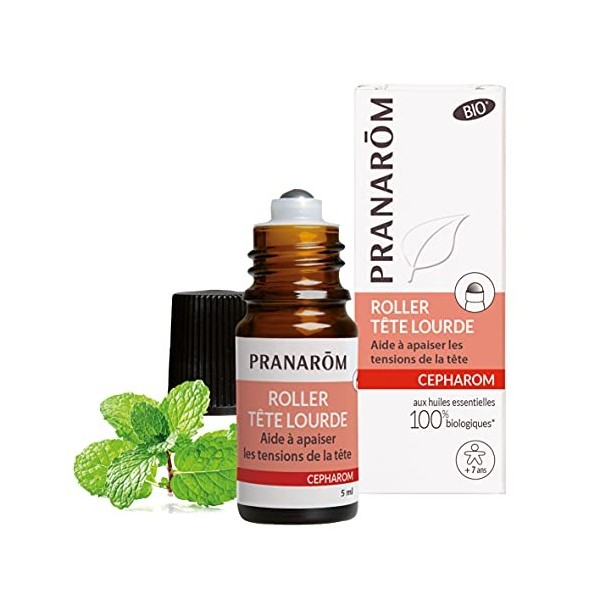 Pranarôm | Cepharom | Roller Tête Lourde | Apaise Les Tensions de la Tête | Aux Huiles Essentielles Pures et Naturelles | Bio